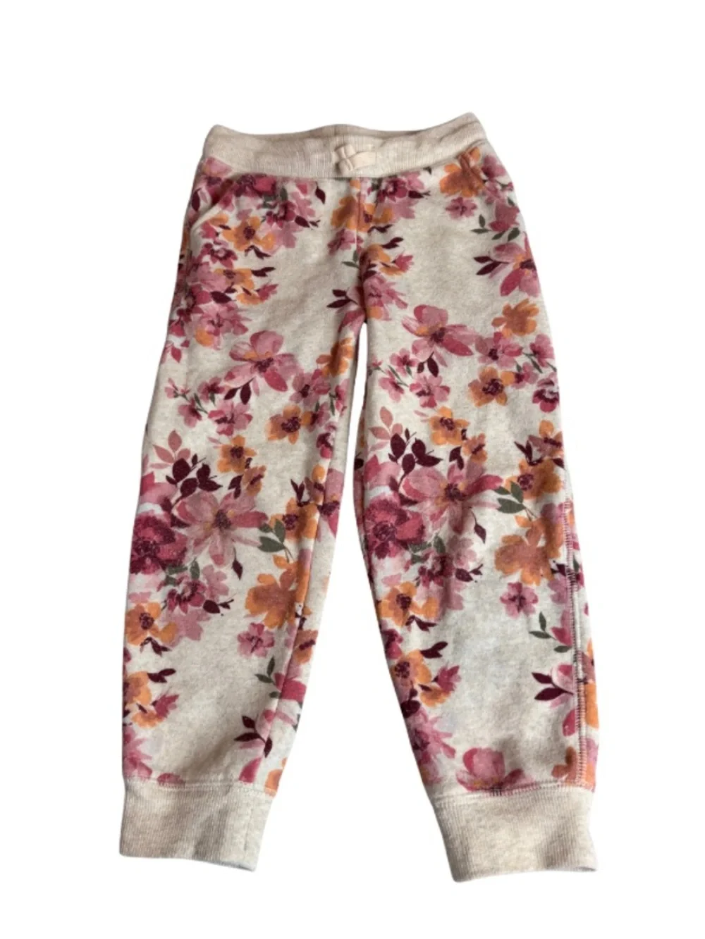 OshKosh B'gosh Cream & Pink Floral Fleece Zip Hoodie & Joggers Set 4T